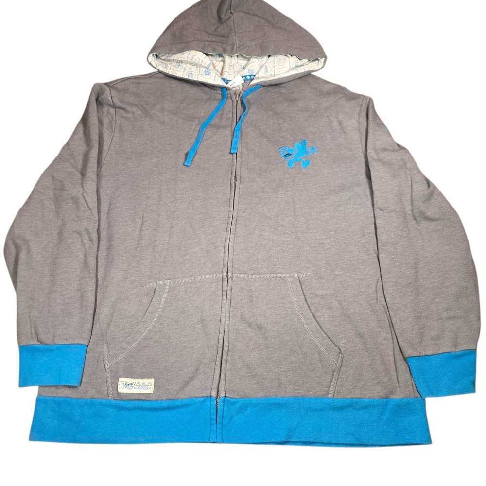 Disney Parks Vacation Club Member Welcome Home Zip Hoodie Gray Blue XXL